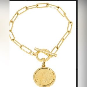 Bellezza Bee Lira Coin Oval Link 7-1/2" Drop Bracelet. NWOT